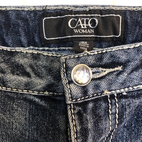 Cato Woman Crop Capri Embellished Rhinestone Cross 5 Pocket sz 18W Blue Whiskers - Picture 6 of 13